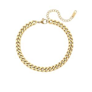 14K Gold Anklet Cuban Chain Link Style.